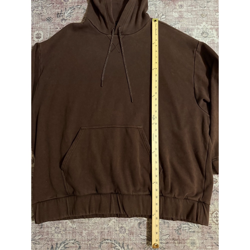 Fabletics Womens XXL Brown Oversized Fleece Hoodie Los Angeles Graphic Cuff - Picture 3 of 4